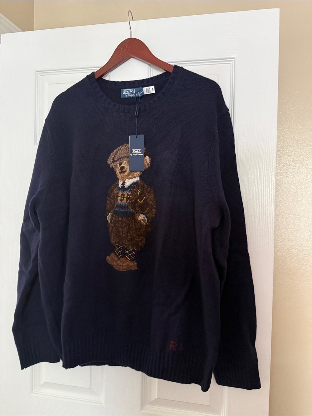 Polo by Ralph Lauren Navy Intarsia Bear Crewneck Sweater